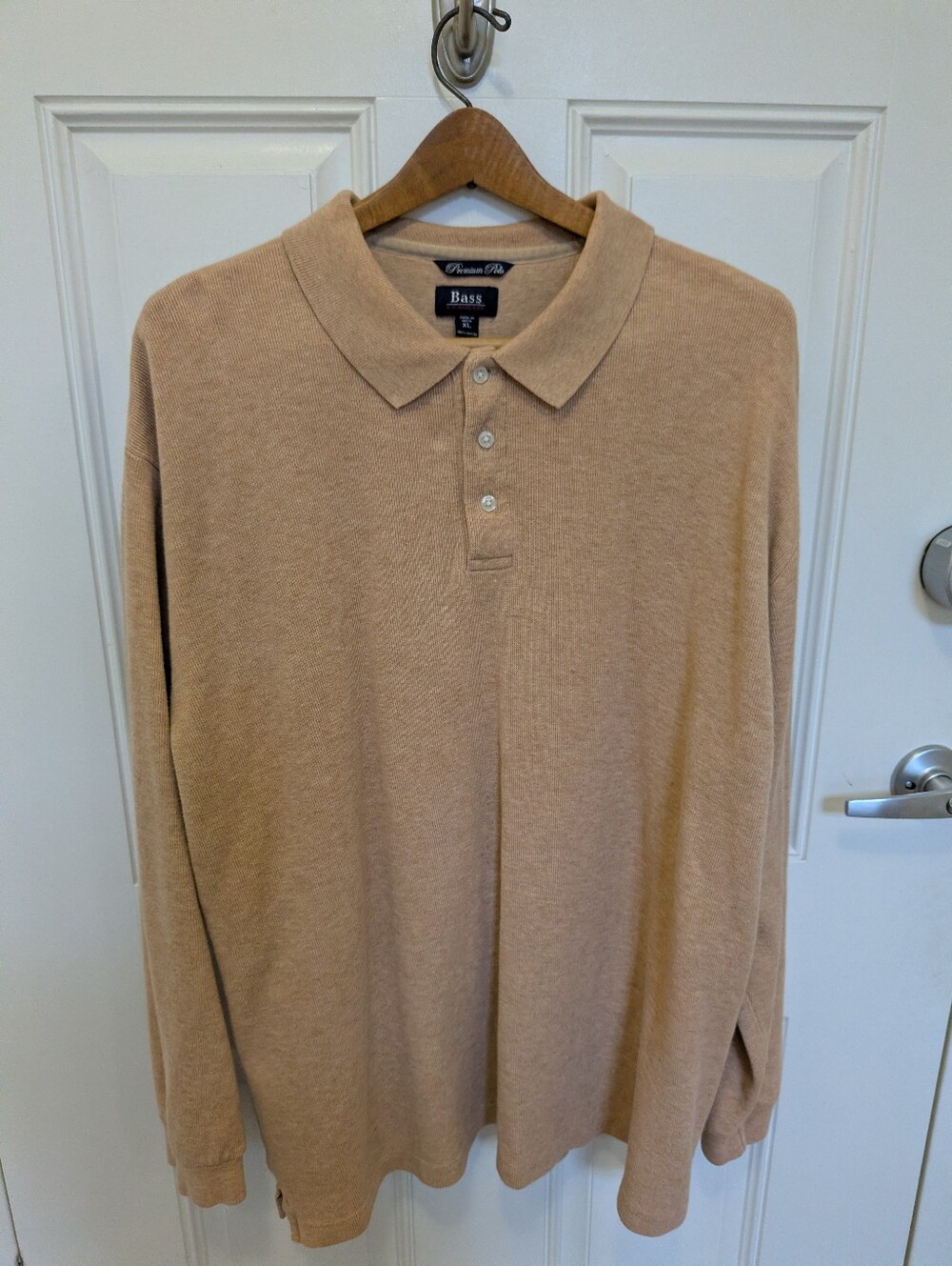 G.H. Bass & Co. Tan Long Sleeve Polo Shirt Men's XL Premium Line